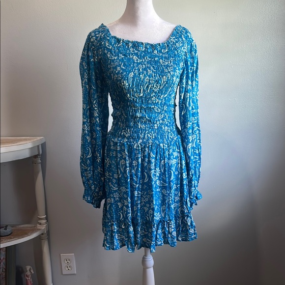 [coolchange] Blue Smocked Patterned Dress - Size Medium - Picture 1 of 5